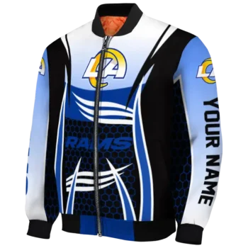 custom los angeles rams mesh effect blue black bomber jacket best selling