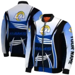 custom los angeles rams mesh effect blue black bomber jacket best selling