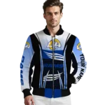 custom los angeles rams mesh effect blue black bomber jacket best selling
