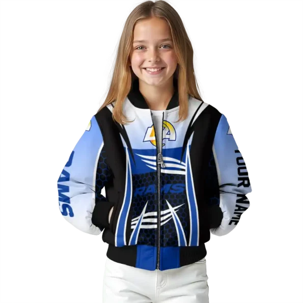 custom los angeles rams mesh effect blue black bomber jacket top rated