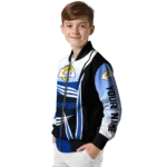 custom los angeles rams mesh effect blue black bomber jacket best selling