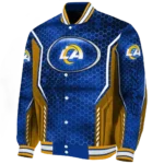 custom los angeles rams power plate blue varsity jacket best selling
