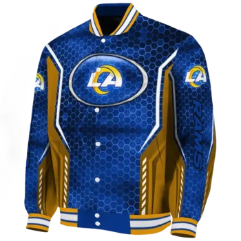 custom los angeles rams power plate blue varsity jacket best selling
