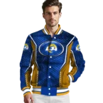 custom los angeles rams power plate blue varsity jacket best selling