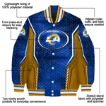 custom los angeles rams power plate blue varsity jacket best selling