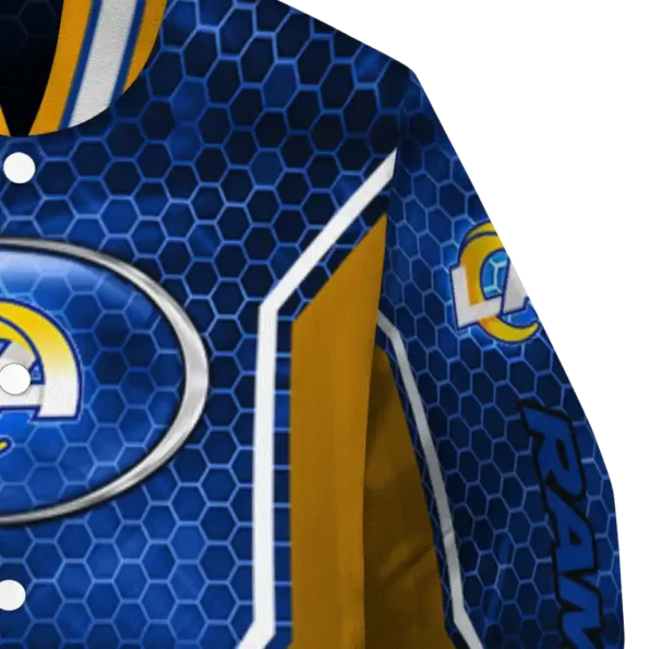 custom los angeles rams power plate blue varsity jacket premium grade