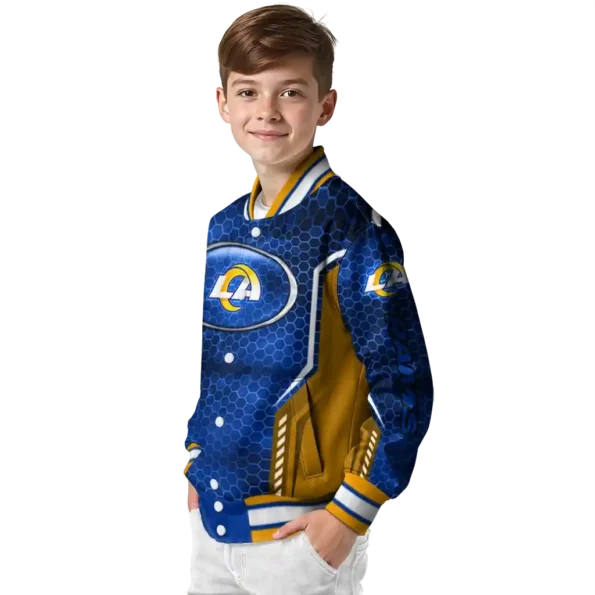 custom los angeles rams power plate blue varsity jacket trendy