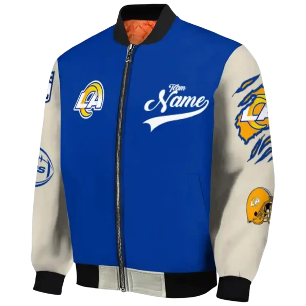 custom los angeles rams razorback outline blue nude bomber jacket best selling