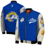 custom los angeles rams razorback outline blue nude bomber jacket best selling