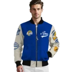 custom los angeles rams razorback outline blue nude bomber jacket best selling