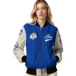 custom los angeles rams razorback outline blue nude bomber jacket best selling