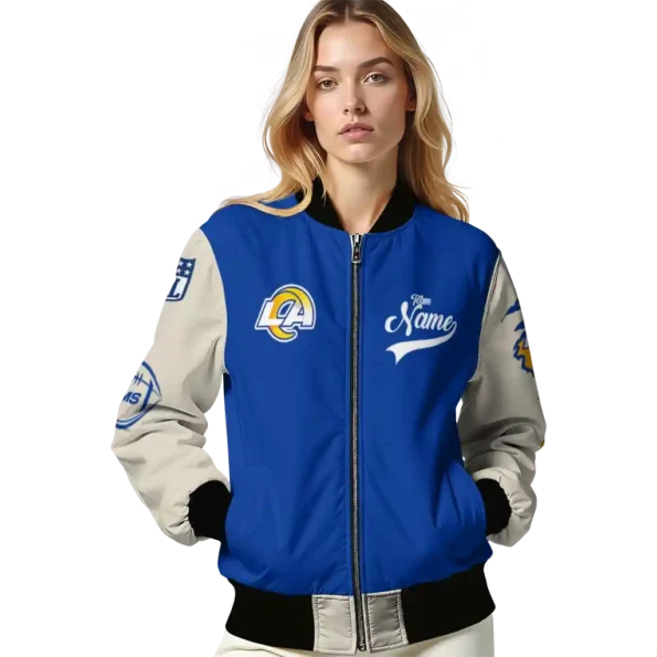 custom los angeles rams razorback outline blue nude bomber jacket latest model