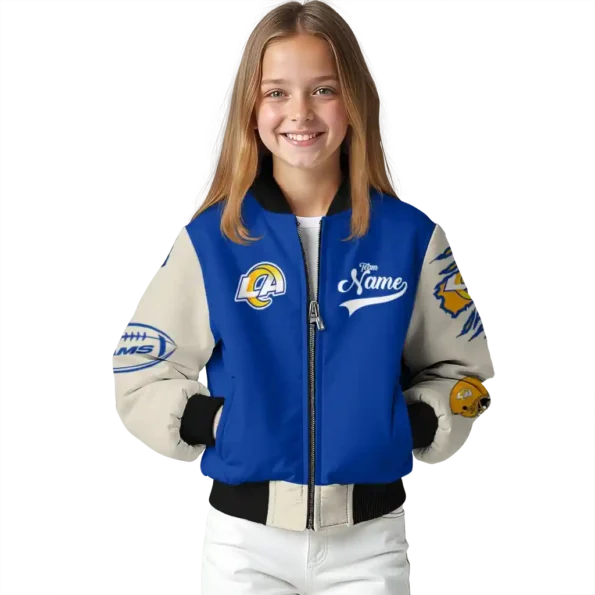 custom los angeles rams razorback outline blue nude bomber jacket top rated