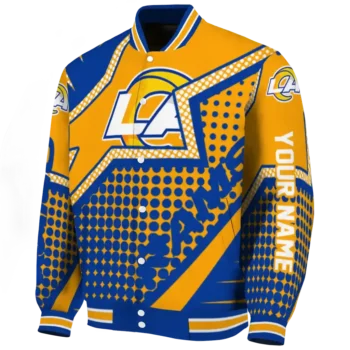 custom los angeles rams star burst blue varsity jacket best selling