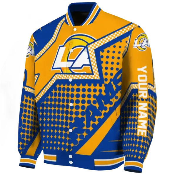 custom los angeles rams star burst blue varsity jacket best selling