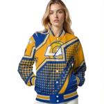 custom los angeles rams star burst blue varsity jacket best selling