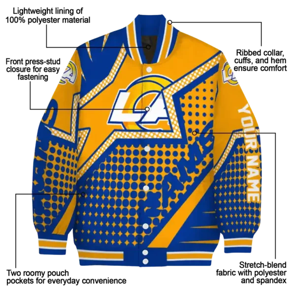 custom los angeles rams star burst blue varsity jacket new arrival