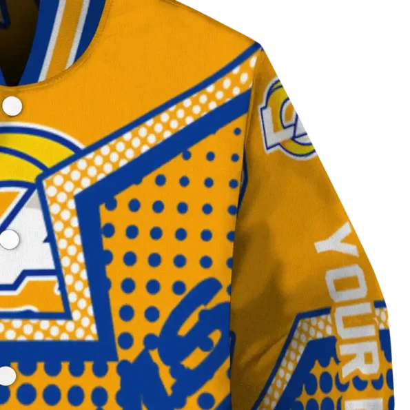 custom los angeles rams star burst blue varsity jacket premium grade