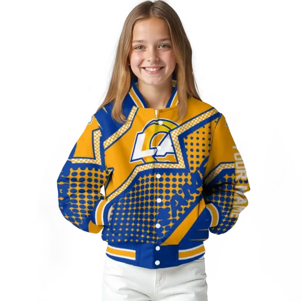 custom los angeles rams star burst blue varsity jacket top rated