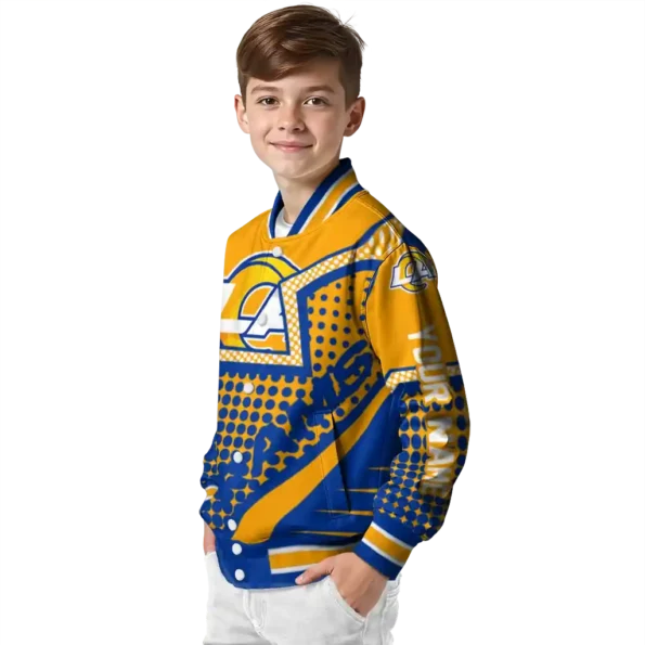 custom los angeles rams star burst blue varsity jacket trendy