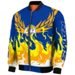 custom los angeles rams winged blaze blue white bomber jacket best selling