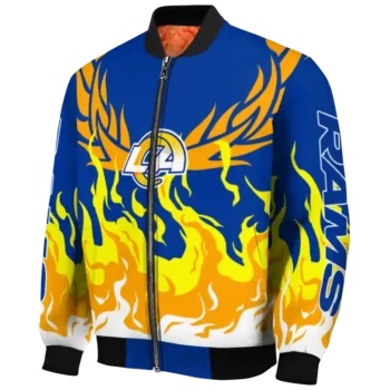 custom los angeles rams winged blaze blue white bomber jacket best selling