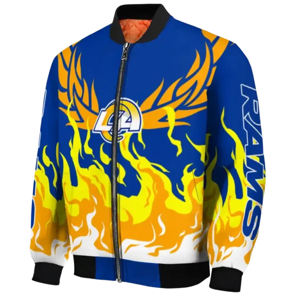 custom los angeles rams winged blaze blue white bomber jacket best selling