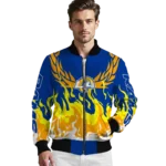 custom los angeles rams winged blaze blue white bomber jacket best selling