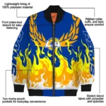 custom los angeles rams winged blaze blue white bomber jacket best selling