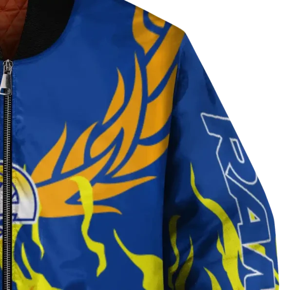 custom los angeles rams winged blaze blue white bomber jacket premium grade