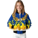 custom los angeles rams winged blaze blue white bomber jacket best selling