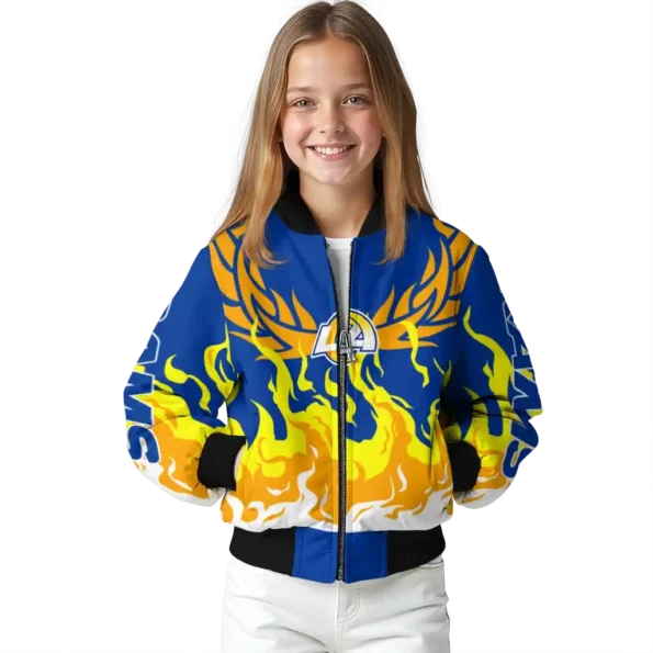 custom los angeles rams winged blaze blue white bomber jacket top rated