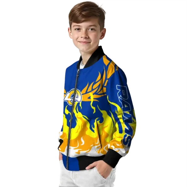 custom los angeles rams winged blaze blue white bomber jacket trendy