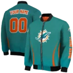 custom miami dolphins chevron arrow aqua bomber jacket best selling