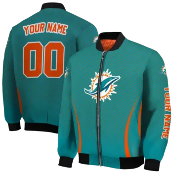 custom miami dolphins chevron arrow aqua bomber jacket fashion forward