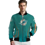 custom miami dolphins chevron arrow aqua bomber jacket best selling