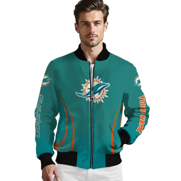 custom miami dolphins chevron arrow aqua bomber jacket high quality