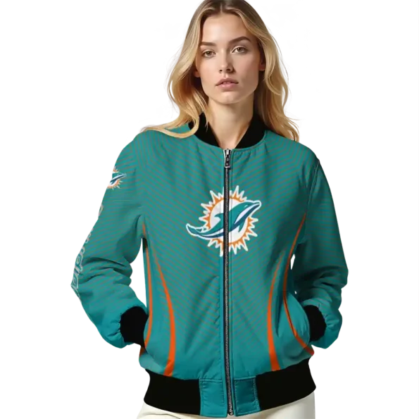 custom miami dolphins chevron arrow aqua bomber jacket latest model
