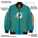 custom miami dolphins chevron arrow aqua bomber jacket best selling