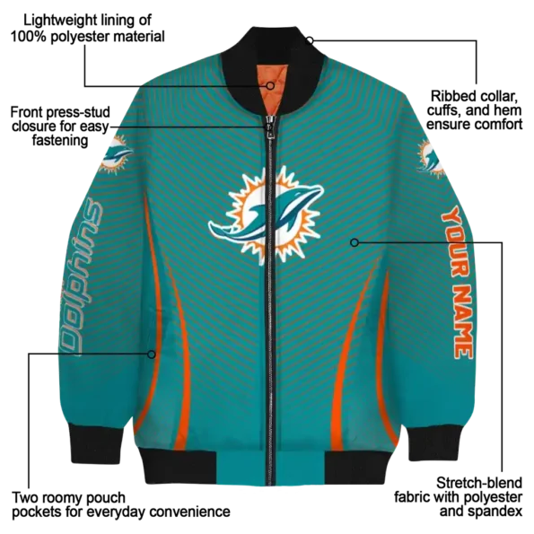 custom miami dolphins chevron arrow aqua bomber jacket new arrival
