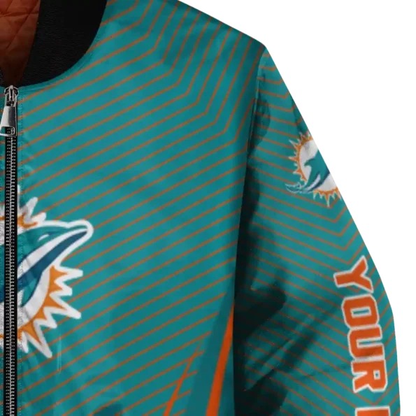 custom miami dolphins chevron arrow aqua bomber jacket premium grade