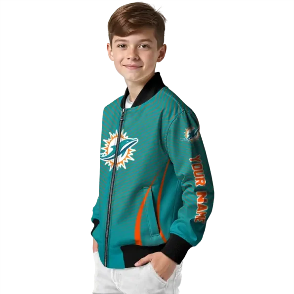 custom miami dolphins chevron arrow aqua bomber jacket trendy