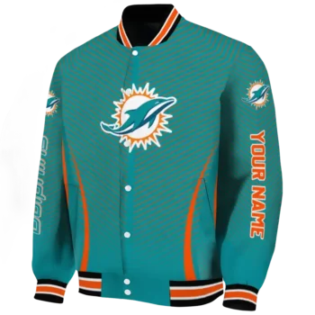 custom miami dolphins chevron arrow aqua varsity jacket best selling