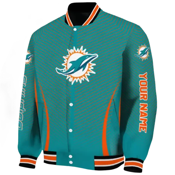 custom miami dolphins chevron arrow aqua varsity jacket best selling