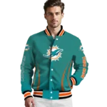 custom miami dolphins chevron arrow aqua varsity jacket best selling