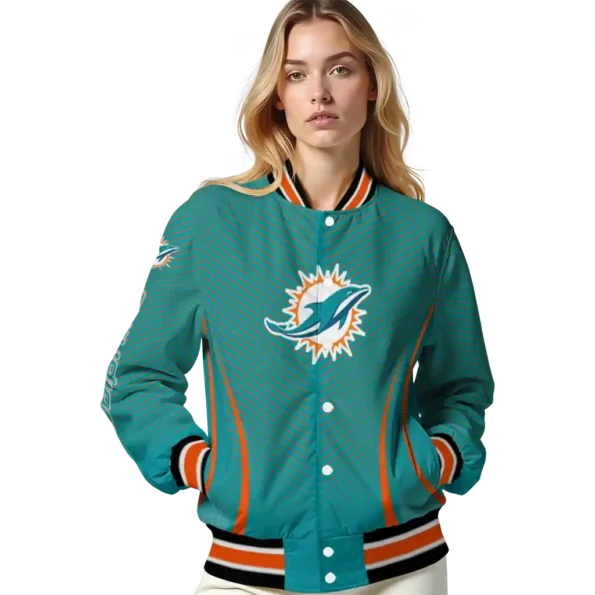 custom miami dolphins chevron arrow aqua varsity jacket latest model