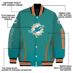 custom miami dolphins chevron arrow aqua varsity jacket best selling
