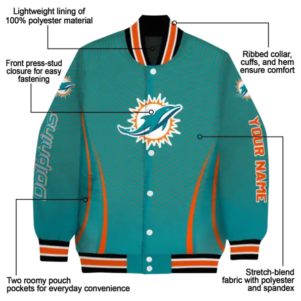custom miami dolphins chevron arrow aqua varsity jacket new arrival
