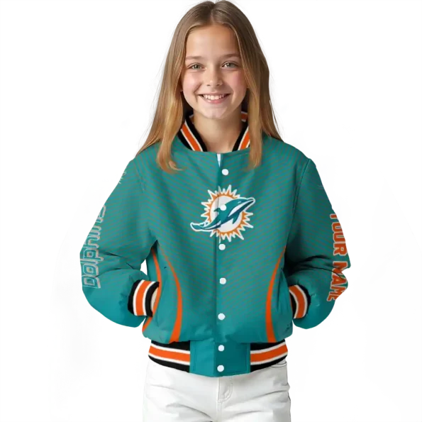 custom miami dolphins chevron arrow aqua varsity jacket top rated