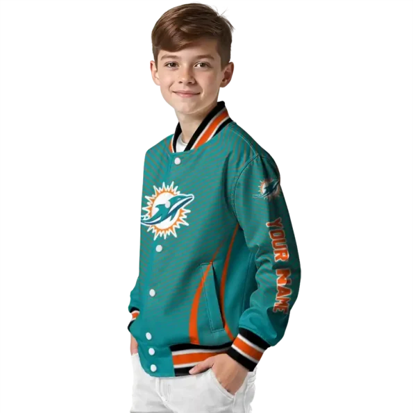 custom miami dolphins chevron arrow aqua varsity jacket trendy